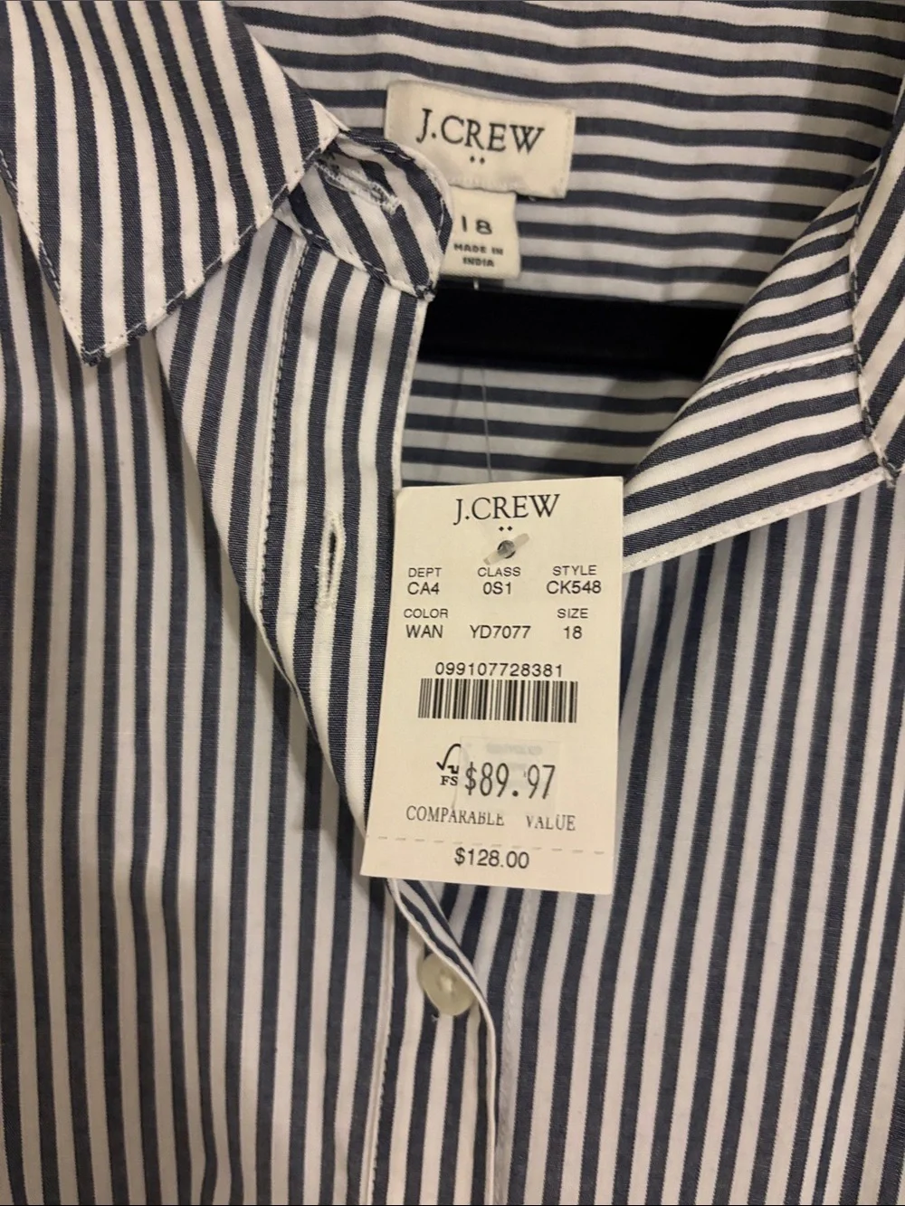 J. Crew Blue and White Striped Maxi Shirt Dress